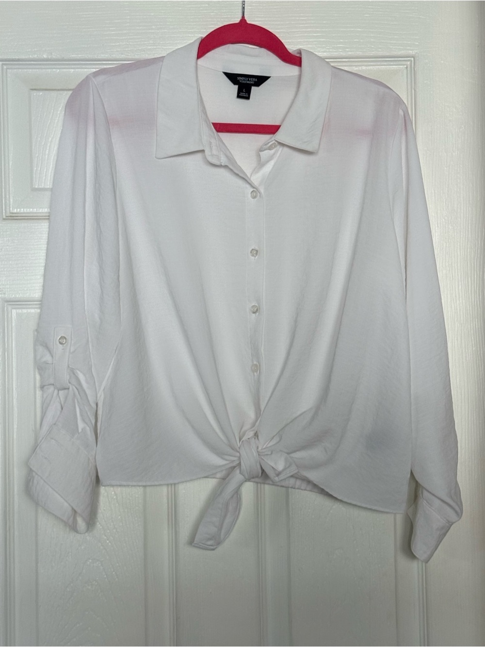 Simply Vera Vera Wang White Tie-Front Button-Down Blouse